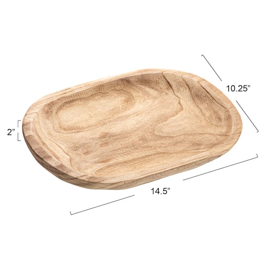 Hand-Carved Paulownia Wood Bowl, Natural